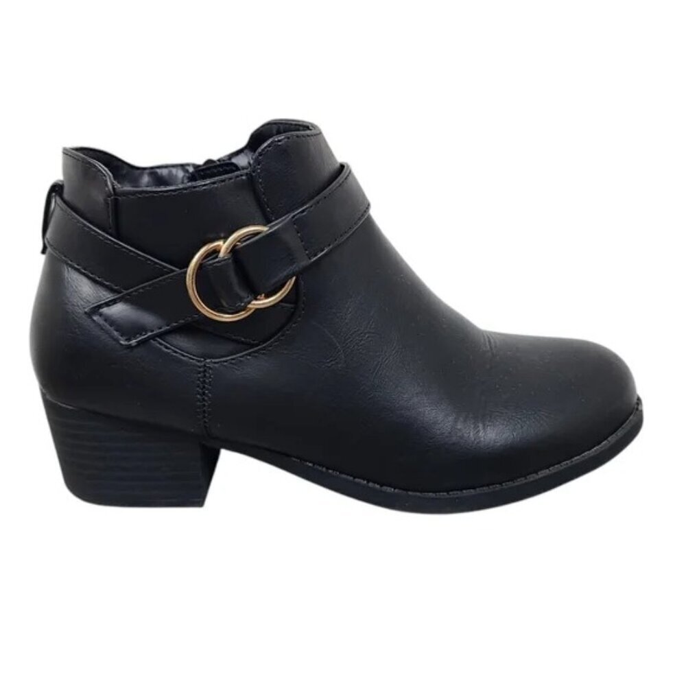 The Children's Place Girls Black Low Heel Booties with Buckle Size 4